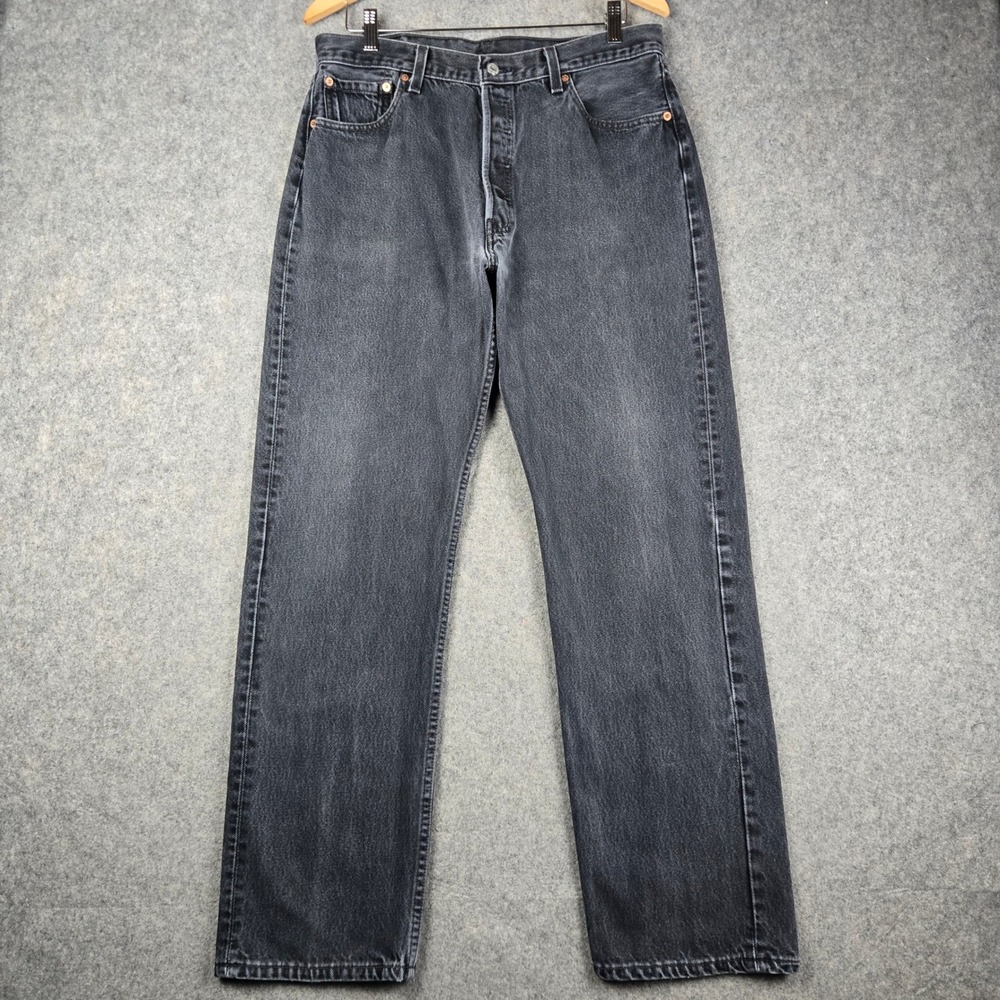 Vintage Levis 501 Jeans Mens 36x32 Fits 33x31 Black Made in USA 90s Denim
